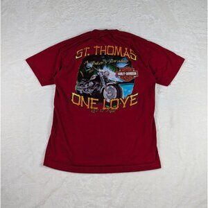 Harley Davidson Motorcycle St Thomas One Love T Shirt Mens Size L Red